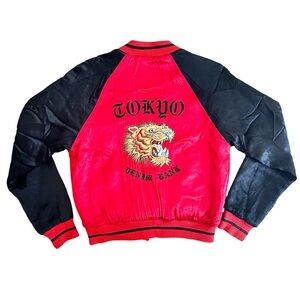 TOKYO DENIM BANK Satin Tiger Bomber Jacket Size Small